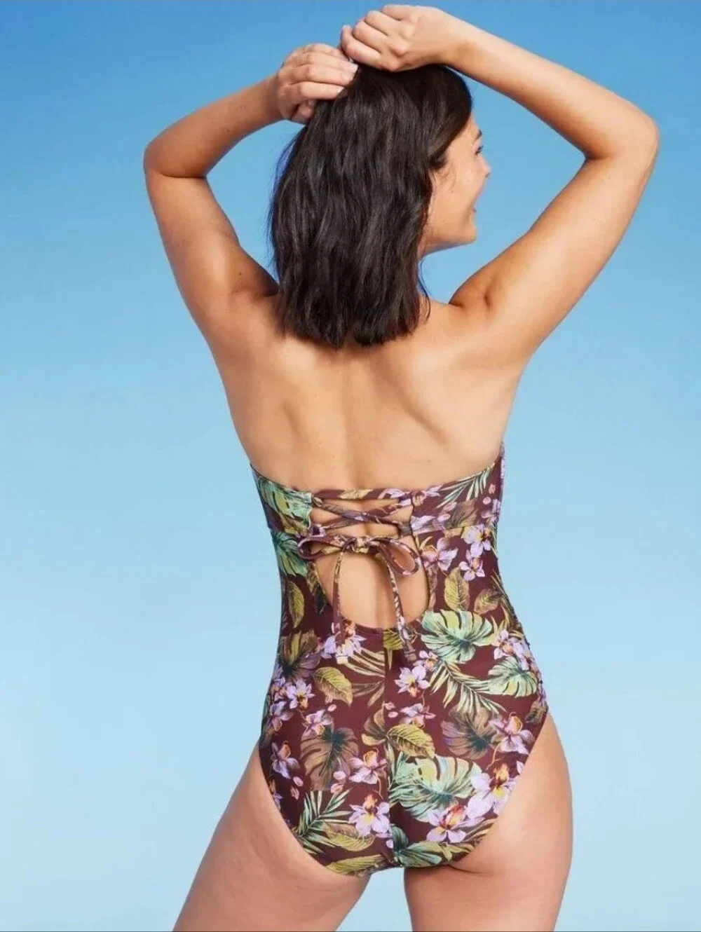 NWT Shade & Shore Tropical Palm And Floral One Piece Size S